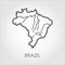 Vector outline map of Brazil. Outline frame icon. Cartography symbol of south country