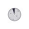 Vector outline radar icon. Scan and radiolocation target line symbol. Electronic war logo