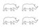 Vector outline rhino. Line silhouette rhinoceros.