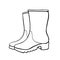 Vector outline rubber rain boots for rainy weather or gardening. Hand drawn element of clothes, clip art in doodle style, isolated