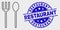 Vector Outline Spoon and Fork Icon and Scratched Restaurant Stamp