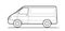 Vector outline van, lorry, side view. Empty van template for advertising, for coloring. Freight transportation, delivery of goods