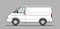 Vector outline van, lorry, side view. White empty van template for advertising. Freight transportation, delivery of goods, goods,