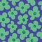Vector Oversized mint green flowers on dark blue background, retro style perfect for fashion, textile, fabric, pillow