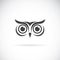 Vector of an owl face design on white background. Bird logo.