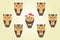 Vector Owls In Red Santa`s Hat. Owls with mustaches, beards and
