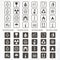 Vector packaging symbols on wood background. Shipping icon set including recycling, fragile, the shelf life of the product, flamma