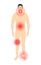Vector pain target hurt red circle. Pain marker on body