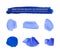 VECTOR paint smears set, blue paint collection, watercolor and gouache paint strokes background.