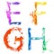 Vector paint splash font E,F,G,H