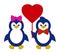 Vector pair of cartoon penguin in love. Colorful female and male penguin