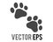 Vector pair of dark paw prints icon, showing four toes and pad