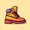 Vector of a pair of vibrant orange boots with eye-catching purple laces