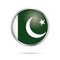 Vector Pakistan flag in glass button style.