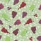 Vector pale green wine and champagne collection seamless pattern background with grape vines and grapes.