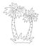 Vector palm tree outline. Funny tropical exotic plant black and white illustration. Fun coloring page for children. Jungle summer