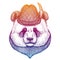 Vector panda, bamboo bear. Bavarian traditional hat. Tirol austrian hat. Beer Oktoberfest animal portrait.