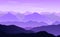 Vector panoramic landscape with purple and blue misty mountains