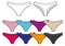 Vector panties. Set of women colored tanga underwear