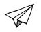 Vector paper airplane. a drawing of a hand-drawn origami style doodle, a simple airplane, with a black isolated line on a white