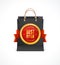 Vector paper bag and gold label Best Offer
