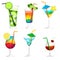 Vector paper cut cocktail summer drink icon set