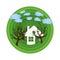 Vector paper cut illustration with home, trees, eco environment