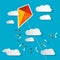 Vector Paper Kite on Blue Sky