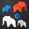 Vector paper origami elephant icon. Colorful origamy set. Paper design for your identity.
