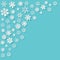 Vector paper Snowflakes in the corner on a turquoise mint background.