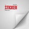 Vector Paper Sticker. Realistic Bended Page White Sticker Vector