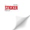 Vector Paper Sticker. Realistic Bended Page White Sticker Vector