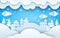 Vector papercut winter landscape xmas new year