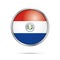 Vector Paraguayan flag button. Paraguay flag in glass button sty