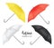 Vector parasol, rain umbrella sunshade set. round colored mock up