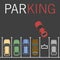 Vector parking lot illustration. Car and transportation, auto park, empty row/ car top view