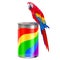 Vector Parrot with Paint Can