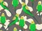 Vector parrots love seamless pattern. Cartoon cute colorful budgerigars sitting on branch. Talking bright budgie family