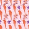 Vector parrots and tropical flowers seamless pattern on pink background