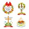 Vector paschal Easter isolated icons set