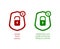 Vector Password Management Icons, Weak and Strong Passwords, Green and Red Signs.