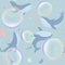 Vector Pastel Colors Bubbles and Whales in Outer Space Dream Seamless Pattern for Kid and Baby Fabric or Wrapping Paper Printing