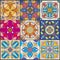 Vector patchwork seamless wall tile pattern, ceramic mexican tiles