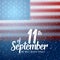 Vector Patriots Day Poster. September 11th 2001 Paper Lettering on Blurred USA Flag Background with Confetti