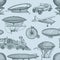 Vector pattern or background illustration vintage hand drawn airships