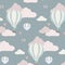 Vector pattern with balloon, clouds and animals