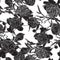 Vector pattern with black peonies. White background