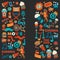 Vector pattern with cinema hand drawn icons Doodle style