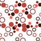 Vector pattern with circles of different sizes and transparency, in monochrome pink and burgundy colors.