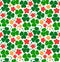 Vector pattern with clovers, trefoils. St. Patrick`s day texture. Decorative floral background with flowers.